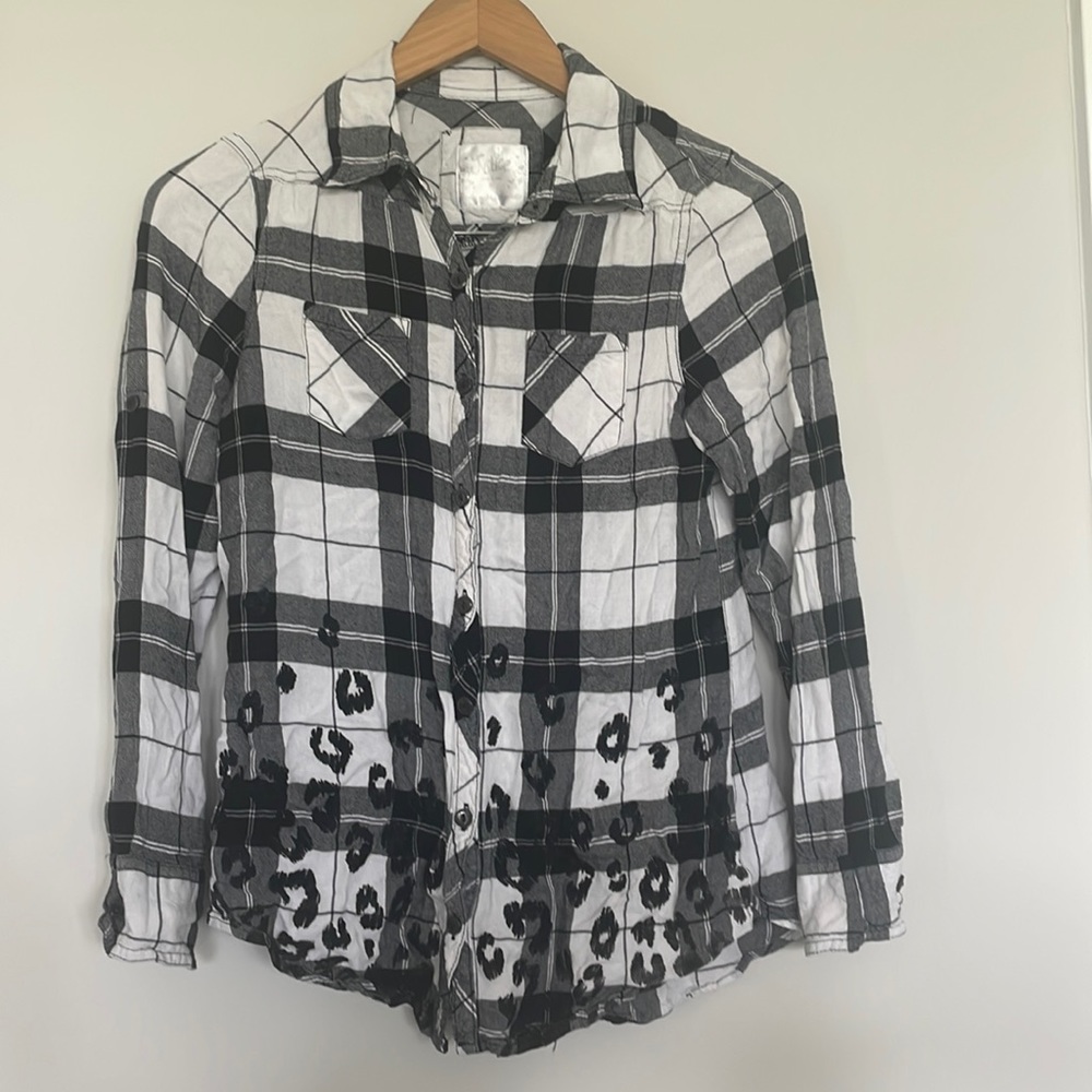 Justice Black Plaid Shirt Sz 16